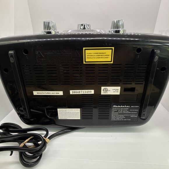 Studebaker SB2103BW Retro AM/FM CD Clock Radio Black Chrome Vintage Style Tested - Picture 10 of 12